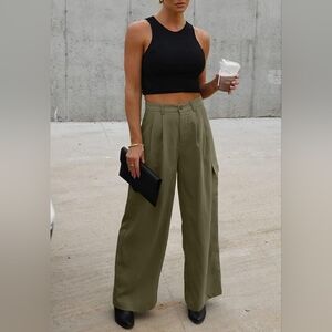 Dokotoo Womens High Waisted Wide Leg Cargo Pants